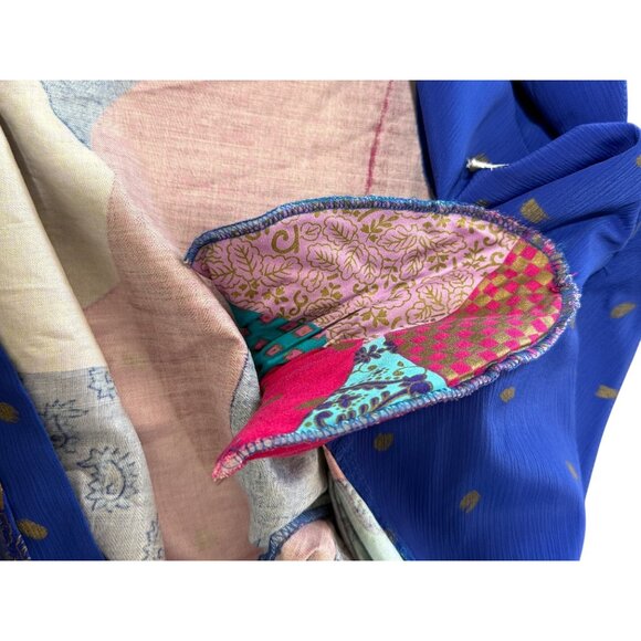 Vintage Jeanne Marc Patchwork Long  Jacket Cardigan Duster 80s Womens Size L - Picture 7 of 8